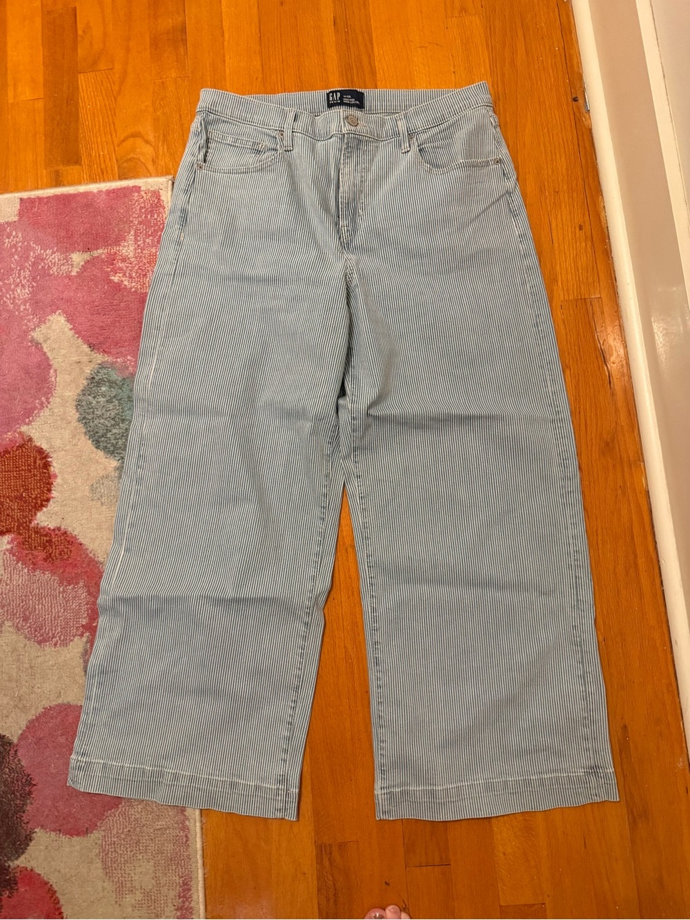 GAP Light Blue Pinstripe Wide-Leg crop Jeans